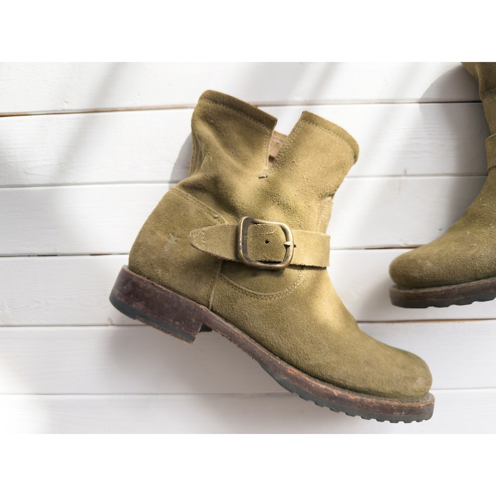 Frye Green Veronica Moto Biker Slouchy Boot Women's 6 Engineer 70586 Suede - Picture 3 of 6